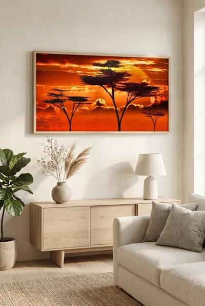 Interieurvoorbeeld: Afrikaanse zonsondergang in de savanne