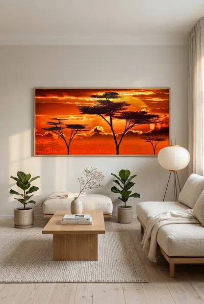 Interieurvoorbeeld: Afrikaanse zonsondergang in de savanne