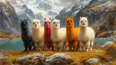 Wandkunst: Alpaca boyband met humor