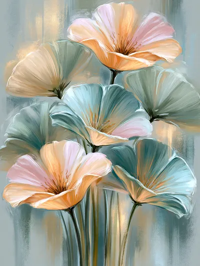 Wandkunst: Aura van stilte: florale poëzie