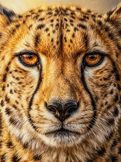 Wandkunst: Amberblik: portret van een cheeta