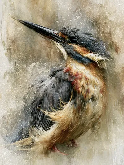 Wandkunst: IJsvogel: stil vertrek