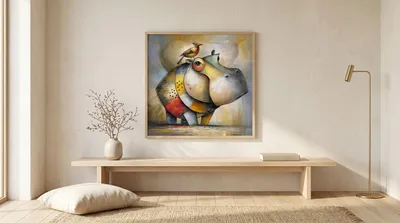 Interieurvoorbeeld: Metgezellen: het nijlpaard en de vogel