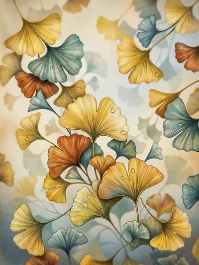 Wandkunst: Ginkgo: botanische elegantie