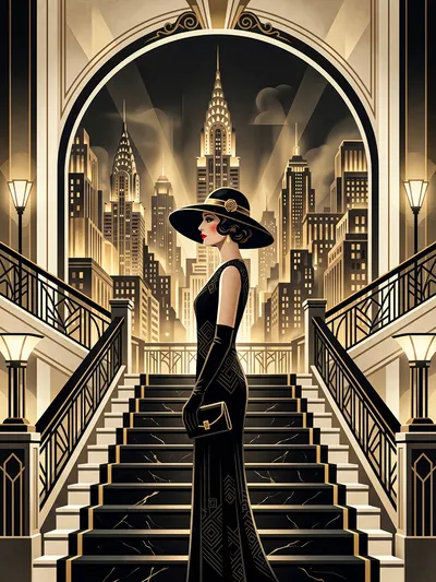 Wandkunst: Jazz Age-elegantie voor de skyline van New York