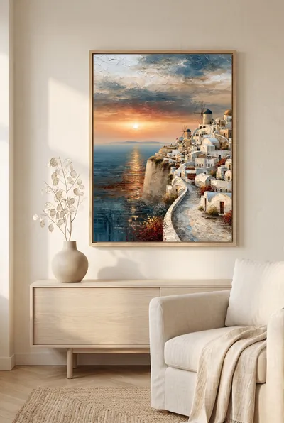 Interieurvoorbeeld: Mediterraan klifdorp met windmolens