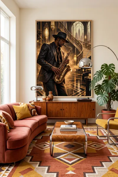 Interieurvoorbeeld: Saxofoon in goudlicht: de luxe van een ogenblik